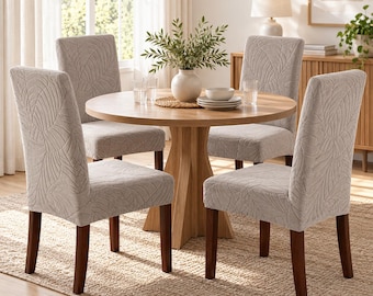 Fundas impermeables para sillas de comedor, juego de 4 o 6 unidades, fundas elásticas de jacquard para sillas Parsons, protectores lavables para sillas.