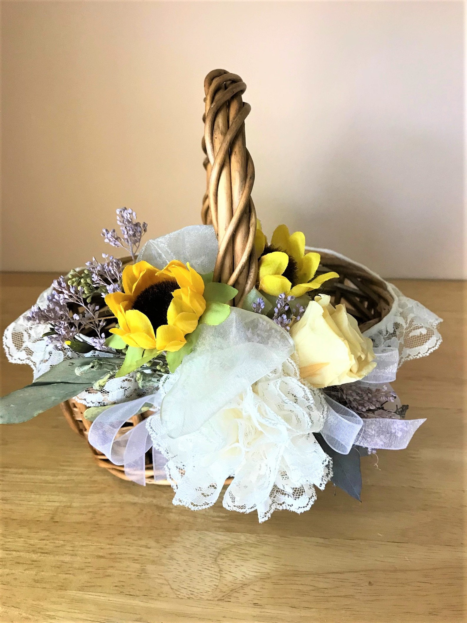 Flower Girl Basket Country Sunflower and Burlap Western Etsy