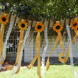 SUNFLOWER , TWIG, BURLAP Flower Wall, Hanging Garland, Rustic Decoration, Country , Photo Booth Decor, Sunflower Wedding Decor, Wall Display