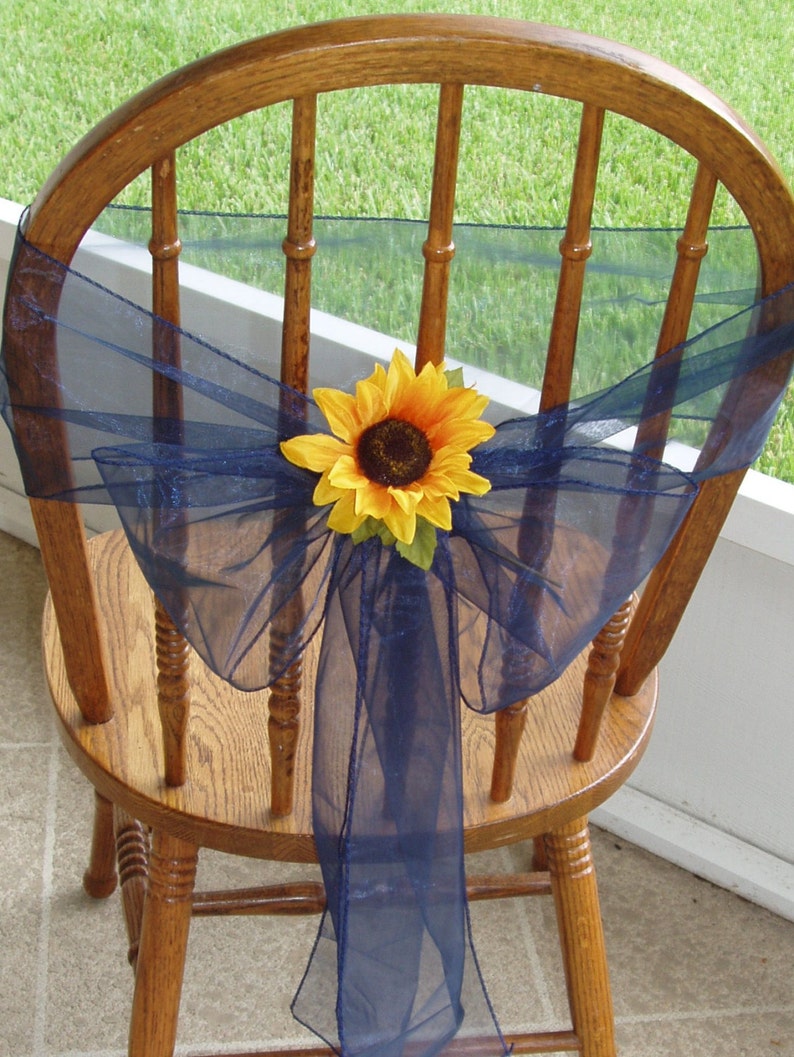 Blue Custom Order Wedding Decorations Other Colors ORGANZA CHAIR SASHES With Flowers Reception Chair Bows Green Set of 48 Purple