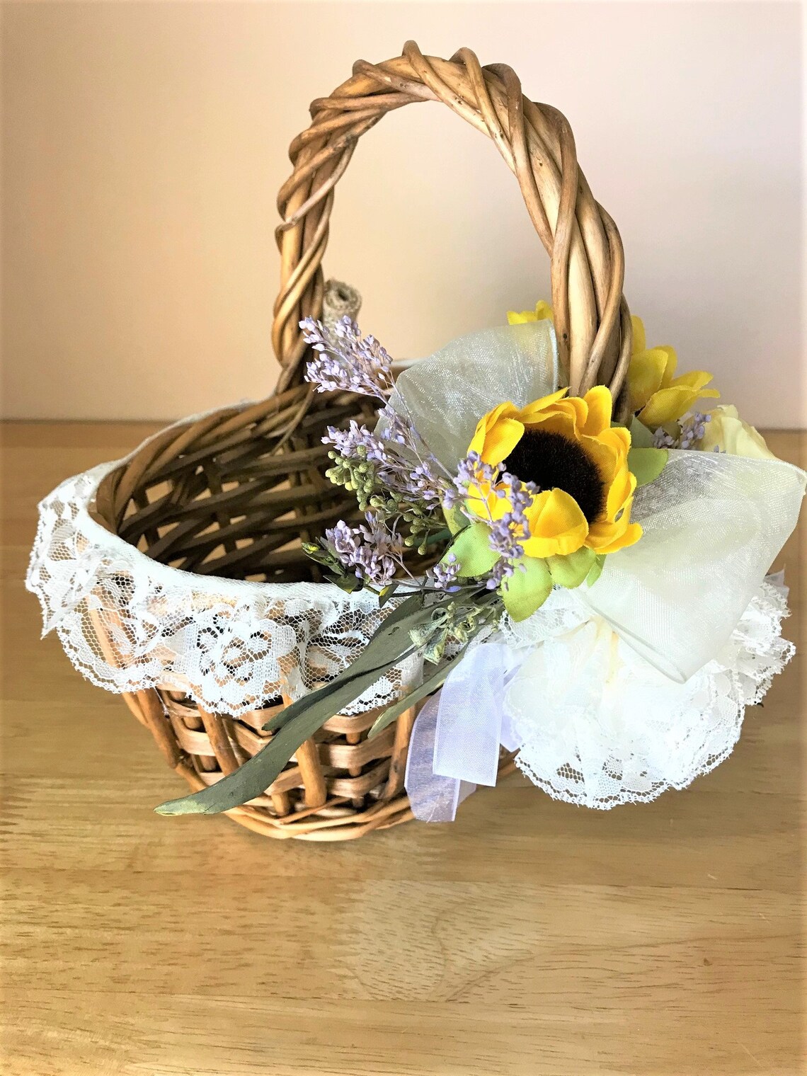Flower Girl Basket Country Sunflower and Burlap Western Etsy