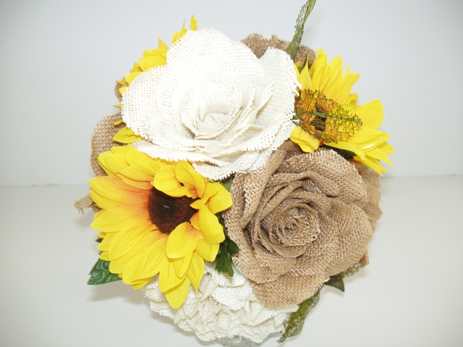 RUSTIC BURLAP Lace SUNFLOWER County Western Wedding Etsy