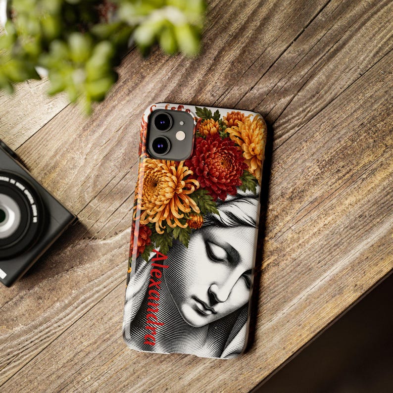 Customizing Phone Case Personalized November Birth Flower Phone Case, Chrysanthemum Floral Art ...