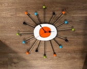 23 STARBURST Mid Century Modern clock. These are custom hand made wall Clocks. In the retro style of a George Nelson Ball Clock.