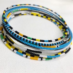 Color Block Beaded Bangle Set of 10 Handmade Jewelry Unisex Bracelets image 1