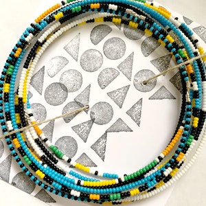 Color Block Beaded Bangle Set of 10 Handmade Jewelry Unisex Bracelets image 3