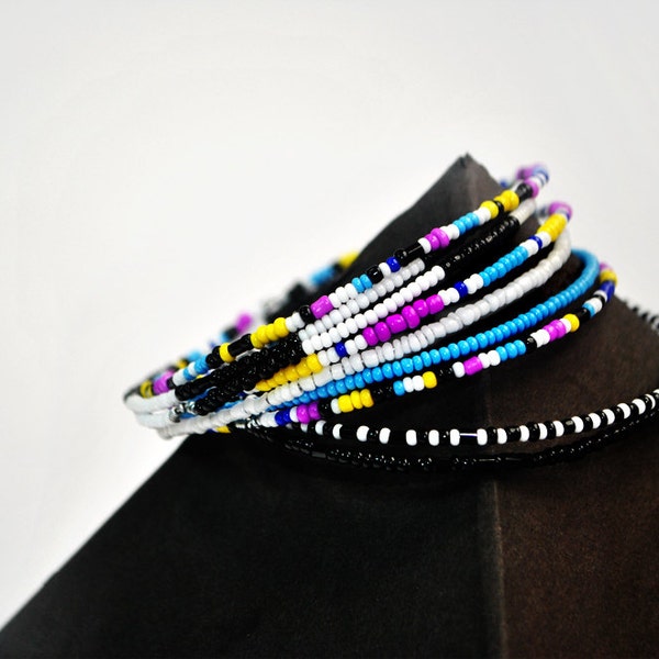 CMYK Seed Bead Bracelet Set of 9 - Handmade Gifts Under 30