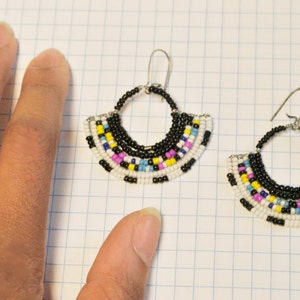 Beaded Fan Earrings Handmade Jewelry Summer Finds Handmade Jewelry Masai Inspired Tribal Pattern image 3