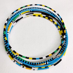 Color Block Beaded Bangle Set of 10 Handmade Jewelry Unisex Bracelets image 2