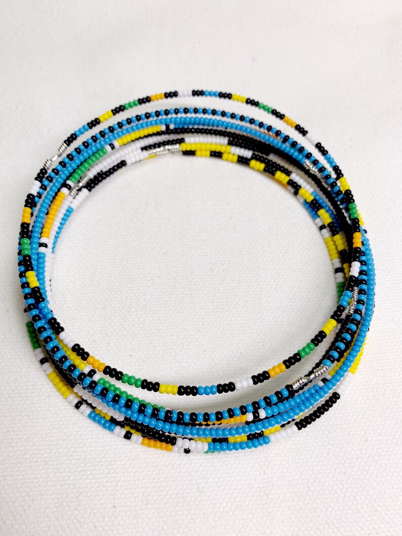 Color Block Beaded Bangle Set of 10 Handmade Jewelry Unisex Bracelets image 2