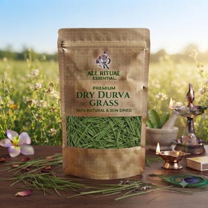 Puur gedroogd Durva gras voor Puja, gunstige heilige Dhruva Doob twijgen voor Hawan Ahuti Ganesha Homam altaar Sewa, Rituals Essentials