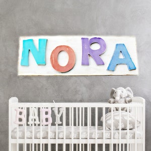 Personalized Baby Name Wall Sign - Baby Room Wall Hanging - Custom Baby Nursery Art - Baby Bedding Crib Decor - Kids Name Bedroom Wall Sign