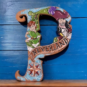 Neverland Map Peter Pan Nursery Room Monogram, Peter Pan Decoration Letter, Neverland Nursery Room Wall Hanging, Fairytale Kids Room Decor