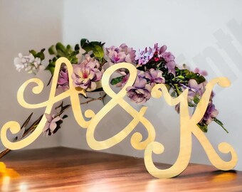 Fancy Event Wood Letters, Wedding Monogram Centerpiece Decor, Custom Wooden Monogram Letters, Unpainted Wedding Table Letters