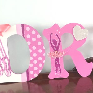 Ballerina Nursery Room Wall Letters, Baby Name Sign Dance Themed Bedroom Sign, Girls Room Ballet Decor Hanging Letters, Ballerina Monogram