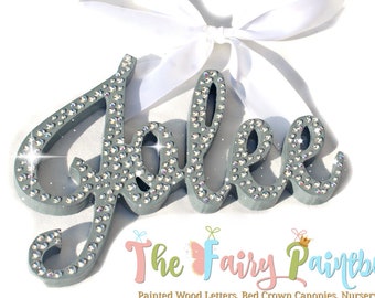 Sparkle Gray Painted Letters - Diamond Crystal Nursery Letters - Girls Nursery Decor - Sparkle Gray Wood Wall Letters - Painted Wood Letters