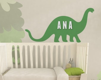 Baby Name Wall Decor Dinosaur, Wood Dinosaur Sign, Dino Wall Art, Name Sign for Dinosaur Baby Nursery Room, Custom Dinosaur Kids Room Plaque