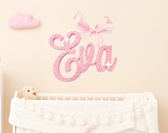 Bedazzled Crystal Nursery Wall Painted Letters - crystal Wall Hanging - Wooden Letter Initials - Pink Wall Letters - Baby Name Wall Decor