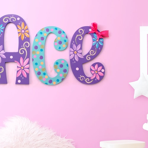 Wood Wall Letters Kids Nursery Decor Childrens Wall Decor Etsy
