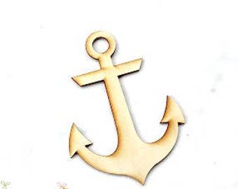 Flat Anchor Unpainted Wood Shape, Wood Anchor Wall Art, Beach Wedding Decor, Anchor Kids Craft, Flat Anchor Craft Decoration, Nautical Craft