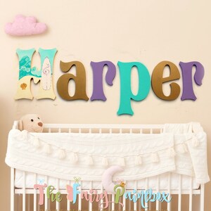 Surfer Girl Beach Painted Letters - Beach Print Nursery Room Wall Hanging Letters - Beach Kids Room Wall Decor - Girls Room Wall Decor