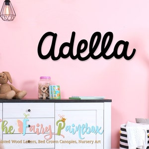 Girls Nursery Wall Painted Letters - Baby Name Wall Hanging - Wooden Initials - Black Wall Letters - Girls Room Decor - Wood Hanging Letters