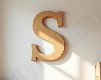 Stained Wooden Monogram Wall Letter Sign, Layered Monogram Baby Nursery Room Letter Decor, Big Kid Monogram Decorative Sign, Wood Monogram