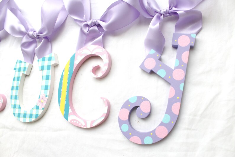 Lovely Polka Dot Damask Gingham Painted Letters Gingham Etsy