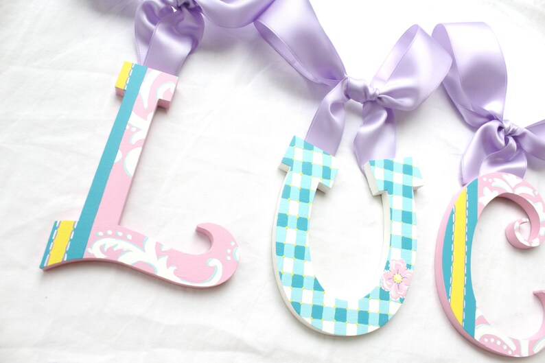 Lovely Polka Dot Damask Gingham Painted Letters Gingham Etsy