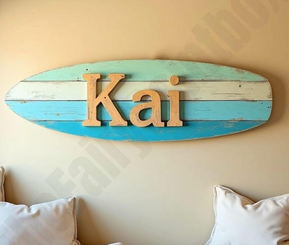 Letrero de tabla de surf para habitación infantil, arte mural con