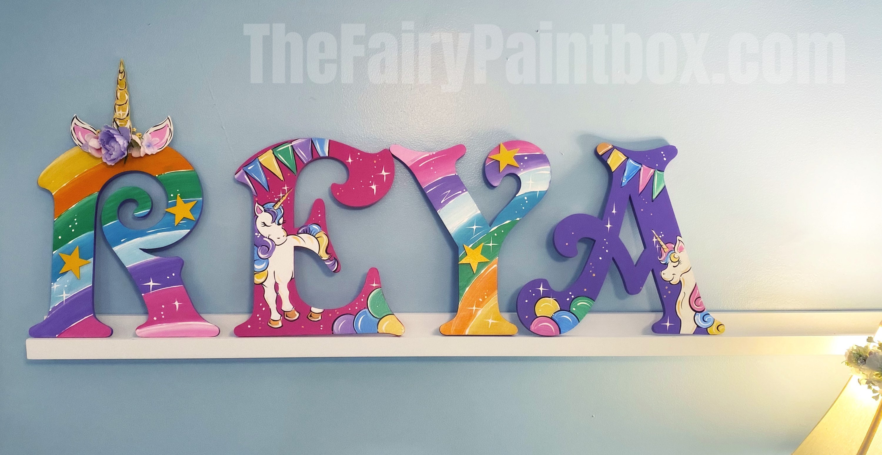 Daisy Painted Nursery Wall Letters - Name Wall Hanging - Teal Wall Let –  TheFairyPaintBox