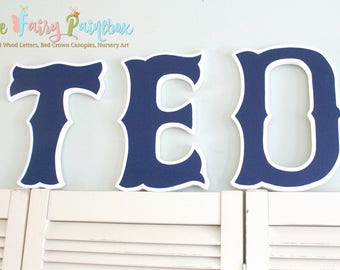 Navy Sox Painted Letters, Navy Sox Nursery Letters, Sox Baseball Nursery, Navy White Painted Letters, Sox Nursery, Sox Baseball Photo Prop