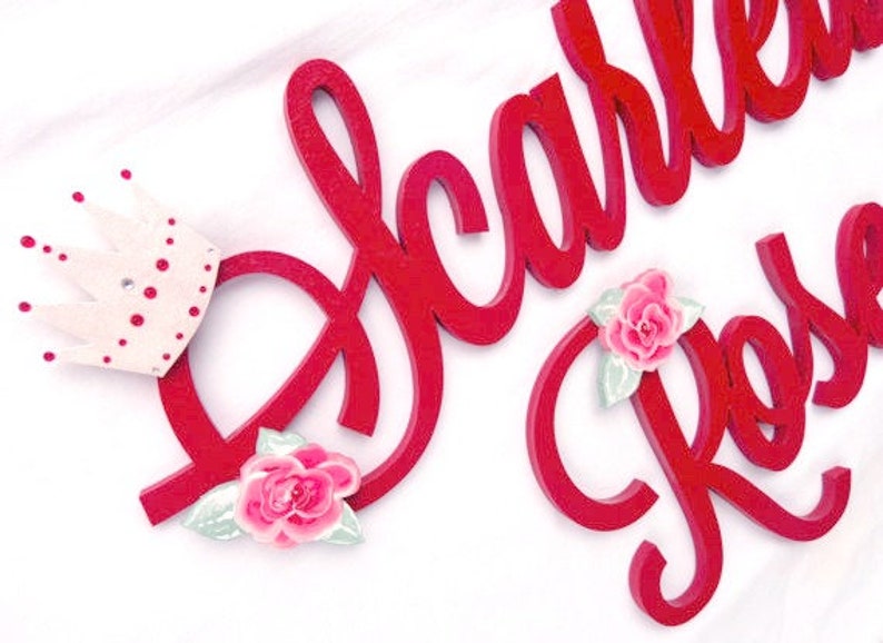 Rose Nursery Wall Painted Letters Rose Wall Hanging Letters - Etsy