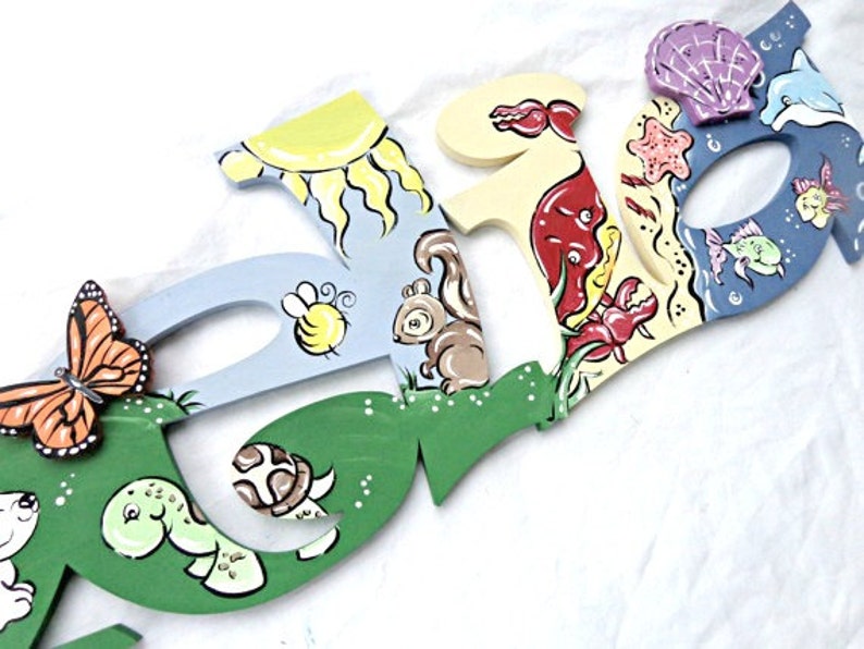 World Animals Painted Letters, Earth Nursery Letters, Nature Nursery ...