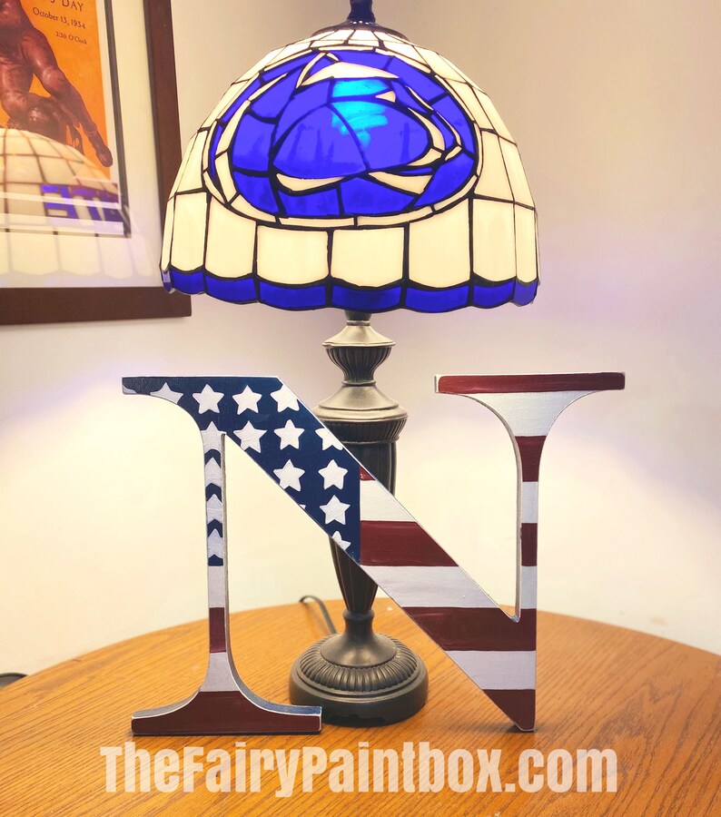 Distressed American Flag Standing Tabletop Letter Patriotic Etsy