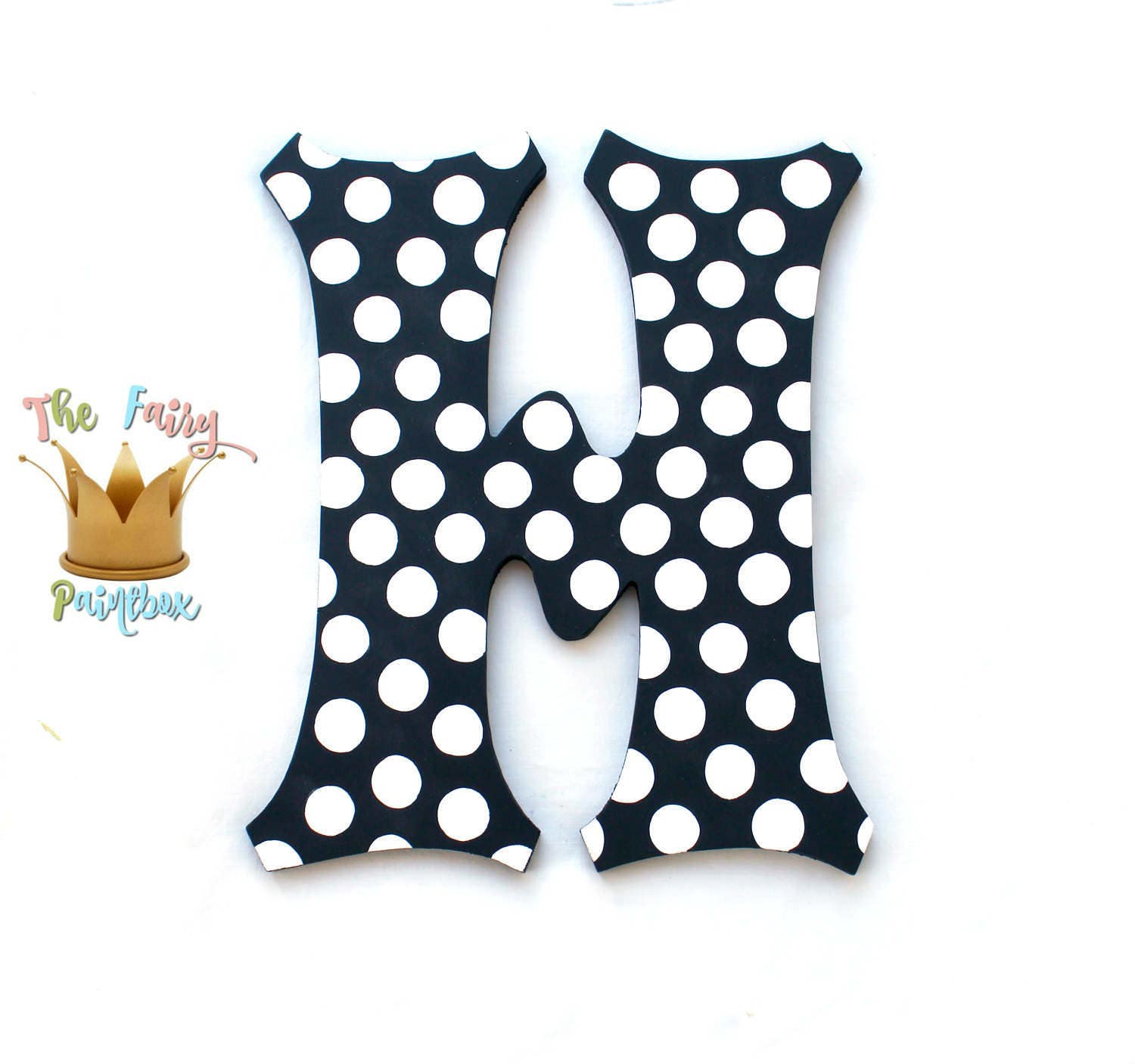 black white polka dot painted letters polka dot nursery etsy