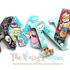 Letras de madeira pintadas à mão - Letras de decoração de berçário personalizadas - Letras de madeira pintadas personalizadas - Letras de quarto de bebê - Letras de parede de quarto de criança