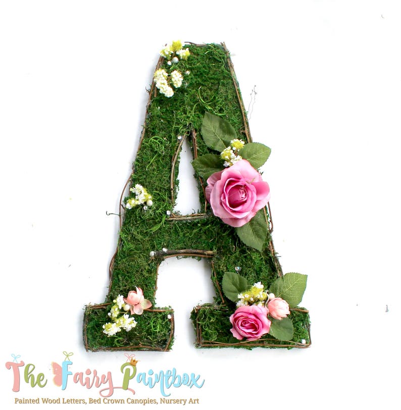 Woodland Rose Fl Letters Moss Nursery Wall Letter Baby Monogram Wedding Table