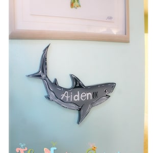 Personalized Shark Sign - Shark Nursery Room Name Sign - Shark Kids Room Sign - Shark Baby Room - Baby Shark Wall Art - Shark Bedroom Decor