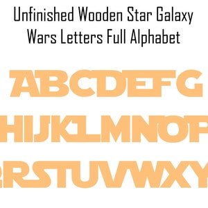 Unpainted Jedi Wood Letters Baltic Birch Galaxy Letters Wood Star Space Wars Letters Wood Sci-Fi Letters Unfinished Wooden Letters image 3