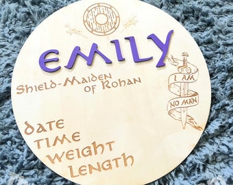 Middle Earth Birth Stat Sign, Personalized Birth Announcement, Engraved Newborn Birth Stat, Newborn Keepsake, Baby Name Announcement