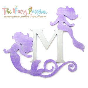Glitter Purple Mermaid Monogram Wall Sign - Swirly Mermaid Nursery Art ...
