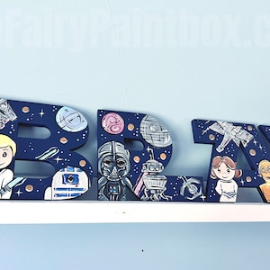 Star Jedi Space Wars Painted Letters Baby Star Jedi Painted Letters Sci-Fi Painted Letters Star Jedi Space Nursery Personalized Baby Name 2