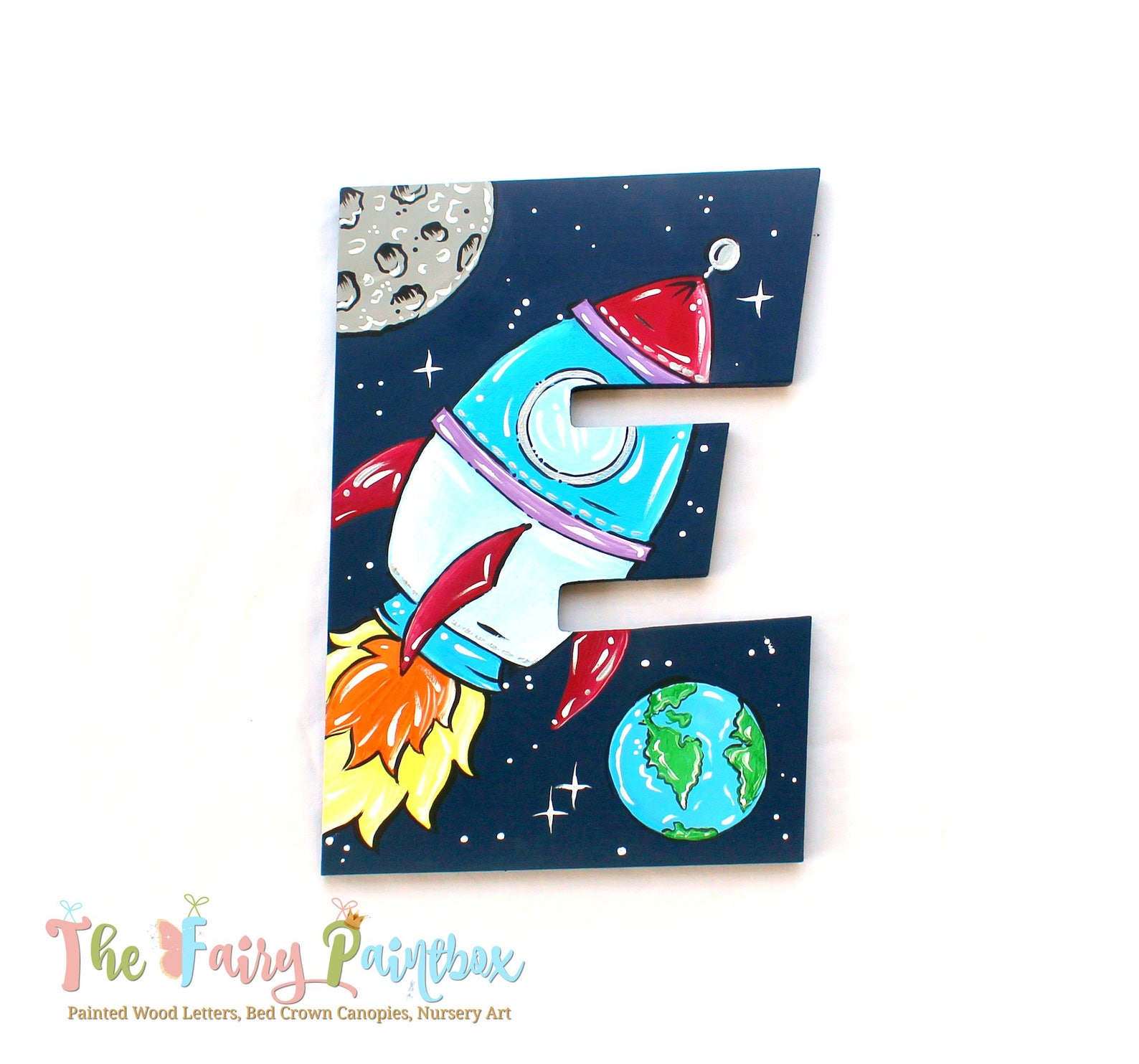 Outer Space Painted Wood Letters Solar System Nursery Room - Etsy