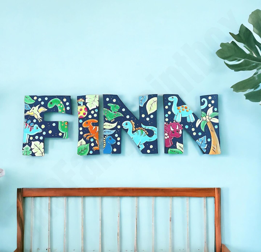 Cute Dinosaur Baby Room Wall Letters, Dinosaur Nursery Room, Dinosaur