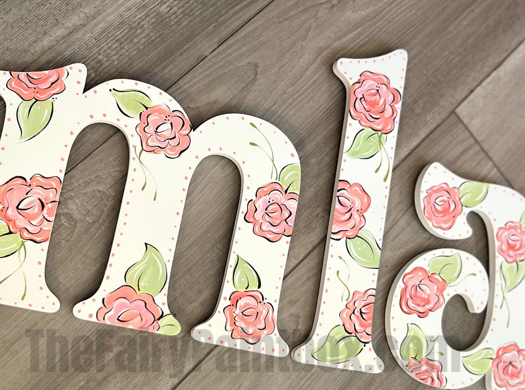 Rose Garden Nursery Room Painted Letters - Roses Kids Room Painted Wall ...