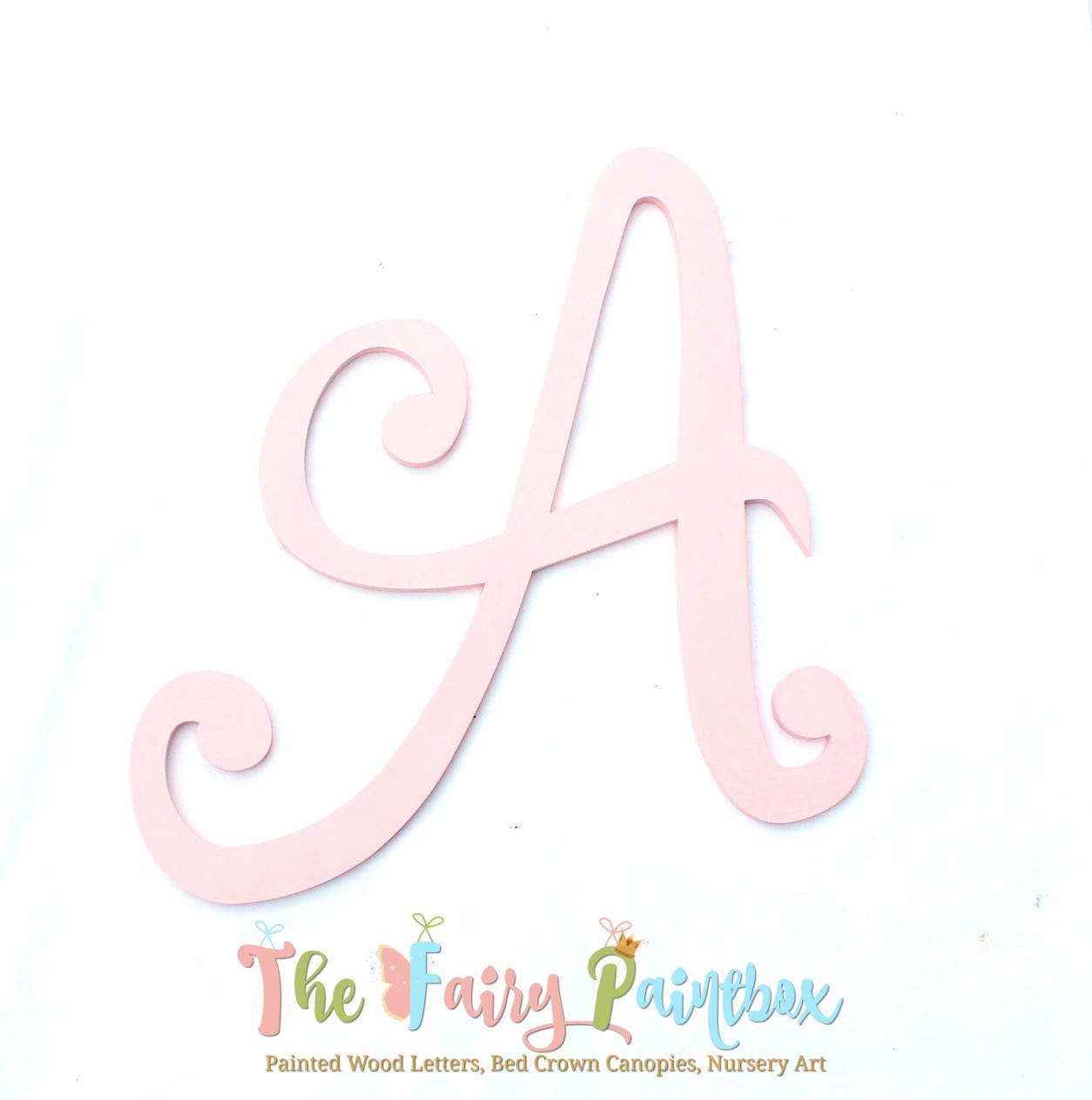 Script Pink Painted Wood Letters - Pink Baby Nursery Letters - Pink ...
