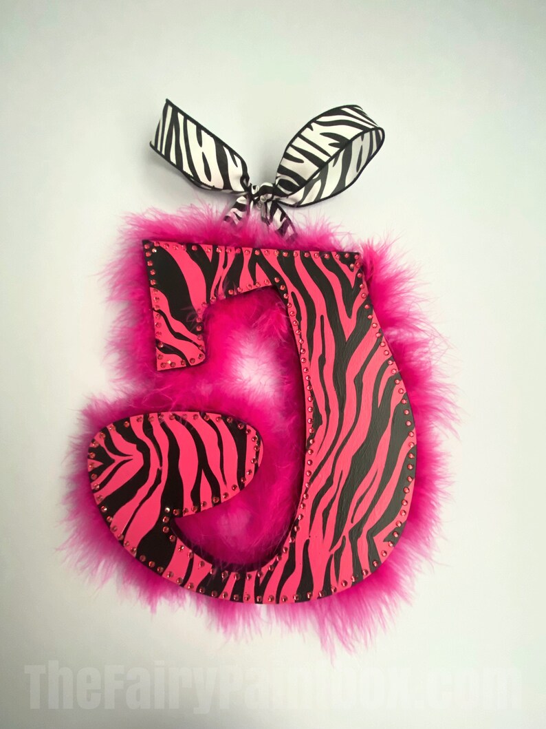 Fancy Hot Pink Zebra Nursery Bling Wall Monogram - Zebra Stripe ...