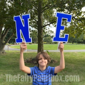 Sports Fan Handheld Helmet Numbers & Letters Wood - Sports Team Letter Signs - Jersey Number Signs on Stakes - Helmet Number Signs to Hold