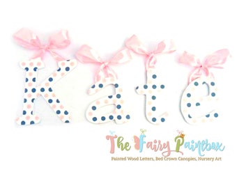 Gray Pink Polka Dot Painted Letters - Polka Dot Nursery Letters - Girls Nursery Wall Letters - Baby Name Wood Letters - Polka Dot Letters
